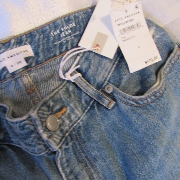 $179 Good American THE KHLOE Jeans, Blue, Distressed,sz. 6 - Picture 2 of 7